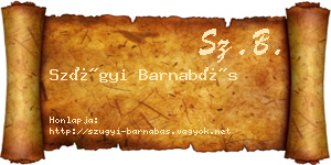 Szügyi Barnabás névjegykártya