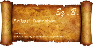 Szügyi Barnabás névjegykártya